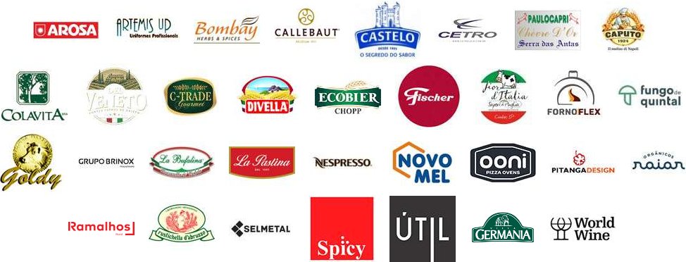 Logos de empresas parceiras da Accademia Gastronomica